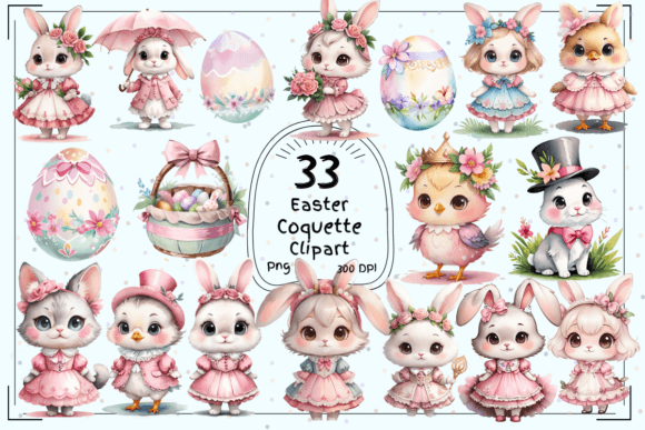 Charming Easter Coquette Theme Clipart