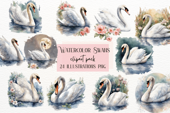 Designing with Grace: The Sweet Baby Swan Watercolor Collection