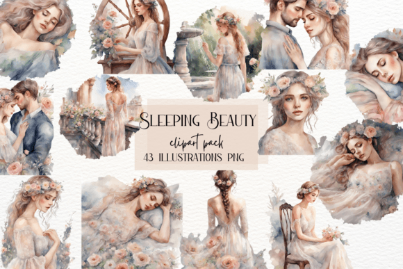 Enchant Your Projects with Whimsical Sleeping Beauty Clipart