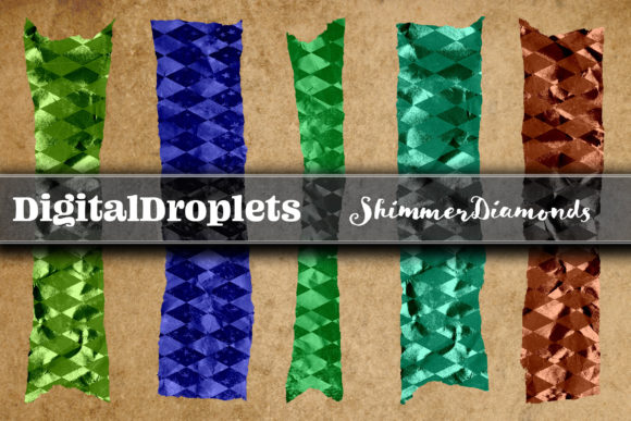 Gold Shimmer Diamonds: 180 Digital Washi Tapes