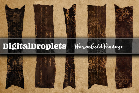 Warm Gold Vintage | 180 Washi Tapes for Digital Design