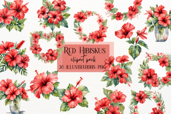 Watercolor Red Hibiscus Clipart: A Tropical Design Essential