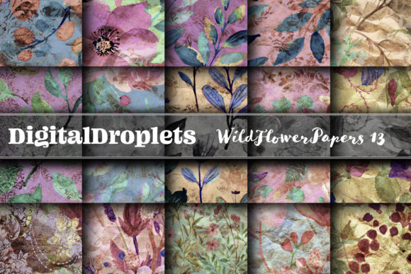 Wild Flowers Papers Vol. 13: Textured & Glittered Digital Backgrounds